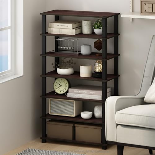 Furinno Turn-N-Tube Storage Shelves Set of 2, 4-Tier Stackable Standing Shelf, Open Corner Shelf, for Organization and Storage, Living Room, Garage, Home Office, Dark Cherry - color: Dark Cherry, size: 4-Tier Stackable (Set of 2)