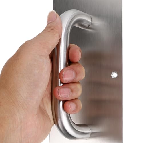 Sumnacon 1 Set 12" Stainess Steel Door Handle Pull Push Plate Handle,Silver - color: Silver