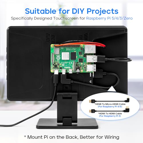 ROADOM 10.1" Touchscreen Monitor, 1024x600 IPS Raspberry Pi Screen, HDMI - size: 10.1 Inch