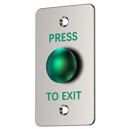 Push to Exit Button for Door Access Control Big Press Button Waterproof Stainless Steel Shell with Back Mounted Box NO/COM Output - color: 3.4''x2.0'' with Box