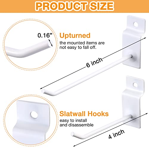 Moxweyeni 50 Packs Slatwall Hooks 4 Inch 6 Inch, White - color: White