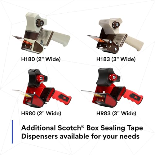 3M Scotch Box Sealing Tape Hand Dispenser H180 for 2" Tape, Gray