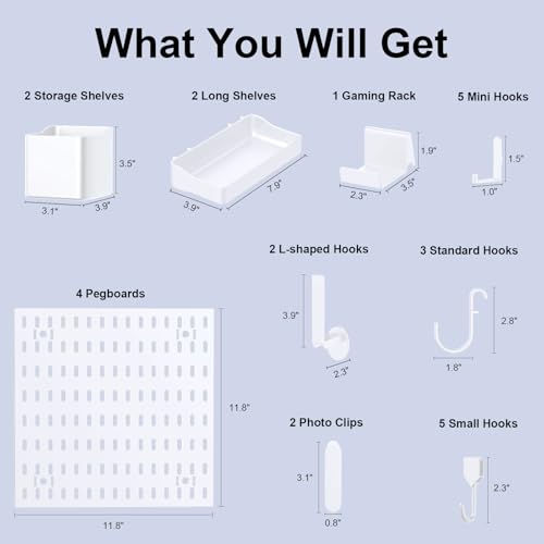Peg Board, 4 Pack PP Plastic Pegboard Panels, White Pegboards Wall Organizer, Heavy Duty Peg Board for Walls Home, Garage Tool Storage, Office Organization, Craft Room, Kitchen - color: Deep white