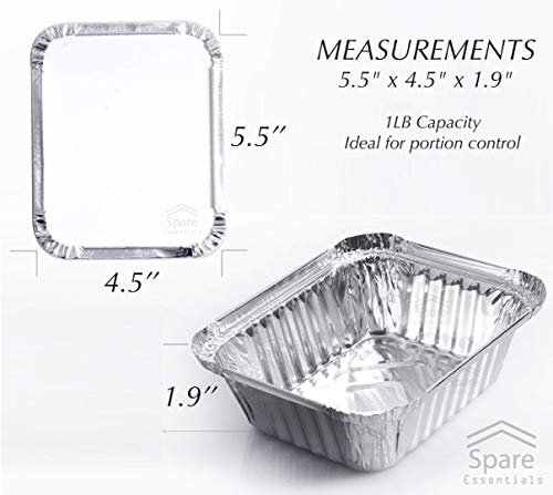 110 Pack - 1LB Small Foil Pans with Lids - Aluminum To Go Food Containers with Lids - 1lb Mini Aluminum Pans - Freezer Safe Foil Take out Trays - Heat proof Meal Prep Containers - size: 1 LB