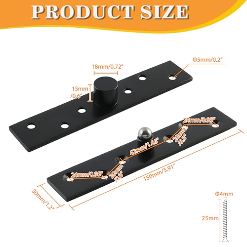 Alise Black Pivot Hinges for Door,6'' Rotating Door Hinge 360 Degree,2Pcs - color: Black, size: 6 Inch