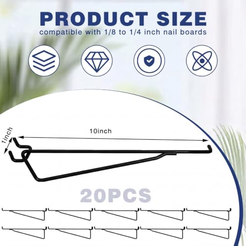 Shimeyao 20 Pcs 10 inch Pegboard Shelf Brackets, Black - color: Black, size: 10 Inch