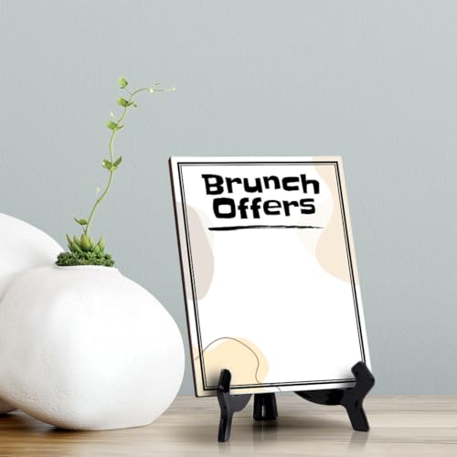 Brunch Offers 6x8 Dry Wipe Table Sign Easy Installation | Restaurant & Bar | Perfect To Clearly Direct Customers & Advertise Specials | No Pen Included - style: Brunch Offers