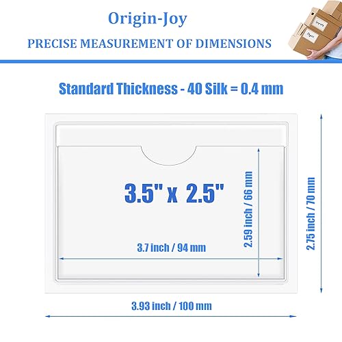 Origin-Joy 35 PCS Self Adhesive Index Card Pockets with Top Open, Clear Plastic Label Holder for Cards of Note, Library and Business, Adhesive Label Pockets & Card Holder (3.5 x 2.5 inch) - size: 3.5 x 2.5 inch, style: Horizontal