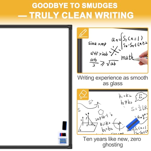Magnetic Dry Erase Board for Wall 120"x48" Premium Belgian Enamel Whiteboard - Commercial Grade Porcelain Wall-Mounted Board - Zero Ghosting, Stain-Resistant Surface for Office, Home, Classroom - color: Black, size: 120"X 48"