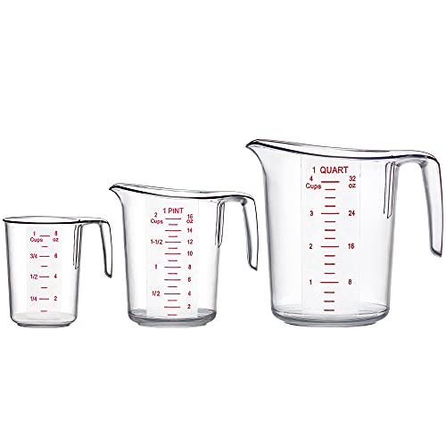 Amazing Abby - Melissa - Plastic Measuring Cups (3-Piece Set), Food-Grade Measuring Jugs, 1/2/4-Cup Capacity, Unbreakable, Stackable, Dishwasher-Safe, Great for Oil, Vinegar, Flour, and More
