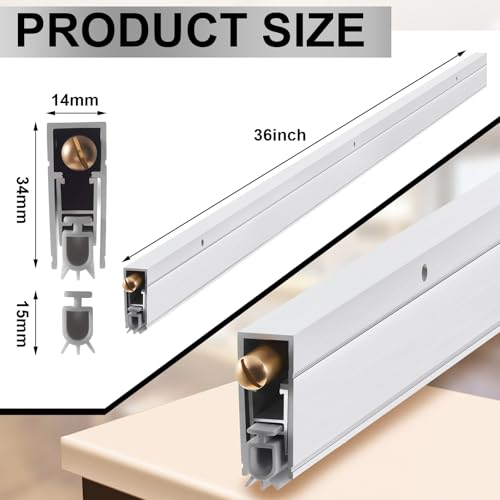 Yaocom 1 Pack 36" Automatic Door Sweep Aluminum Door Bottom Seal, White - color: White, size: 11/20 W X 36 L X 1-3/8 H