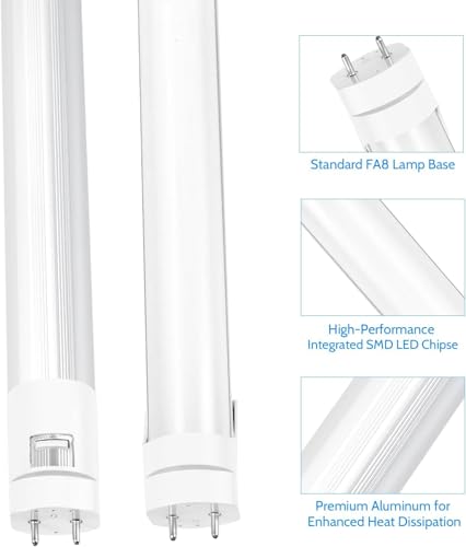 LightingWill LED T8 Light Tube 2FT, Natural White 4000K, Dual-End Powered Ballast Bypass, 1000Lumens 10W 4W Fluorescent Equivalent, Frosted Cover, AC85-265V Lighting Tube Fixtures, 1 Pack - color: Natural White, size: 2FT-1 Pack