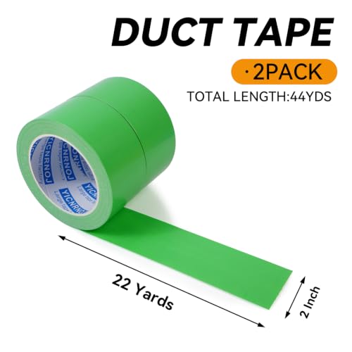 2-Pack 2 in 22 Yds Light Green Duct Tape, Strong & No Residue - color: Light Green