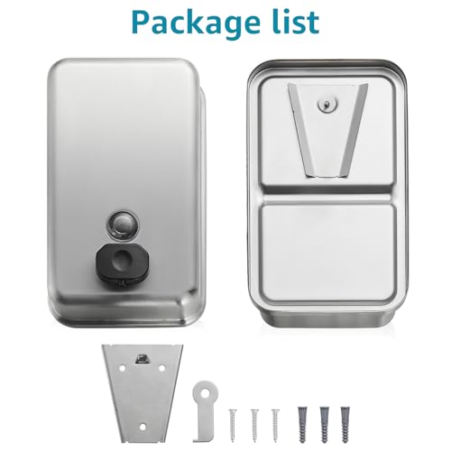 modunful Commercial Hand Soap Dispenser Wall Mount - Stainless Steel 38oz - size: Vertical 38.8oz Plus