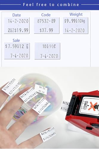 Labels for 2-Line Price Tag Gun,15000 Labeler Stickers w/ 3 Ink Rolls Kit for Date Code Pricing Tagging Maker Stamper Applicator Machine,Clothes Supplies Label for Retail Garage Sale(White)