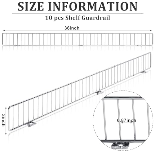 Yaocom 10 Pcs Gondola Shelf Fence 36x3'' Retail Front Wire Guard, Metal - color: Grey, size: 36" X 3"