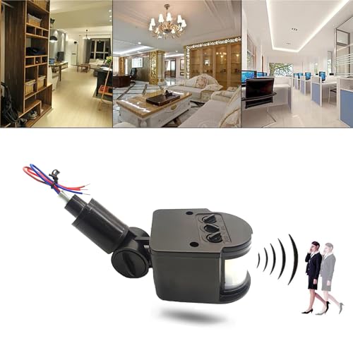 PIR Motion Detector, Passive Infrared Smart Sensor Switch, AC110-220V, Waterproof Outdoor,Human Body Sensor for LED Light, Auto Dusk to Dawn Inductor Switch (Black) - color: BLACK