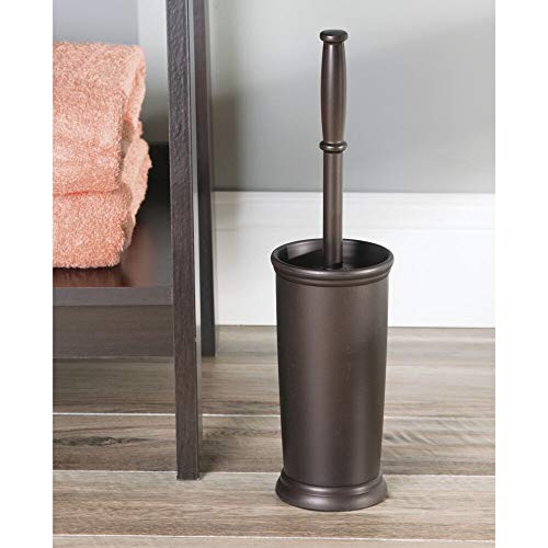 mDesign Metal Freestanding Slim Toilet Bowl Brush and Holder (Pack of 2) - color: Espresso, size: Pack of 2