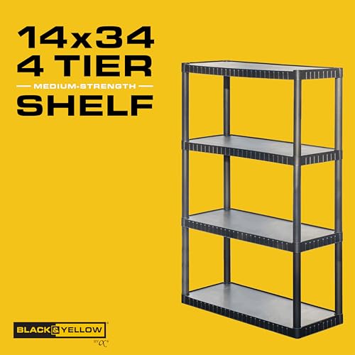 CENTREX CX 4-Tier Medium Duty Plastic Storage Shelves for Garage, Black, 2pk - size: 2-Pack