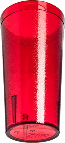 Carlisle FoodService Products Stackable Tumbler Plastic Tumbler with Pebbled Exterior for Restaurants, Catering, Kitchens, Plastic, 20 Ounces, Ruby, (Pack of 72) - color: Ruby