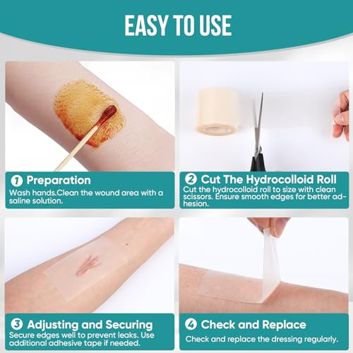 Hydrocolloid Roll for Wound Care, Hydrocolloid Patch Bandages (2in x 12ft) - size: 2in x 12ft