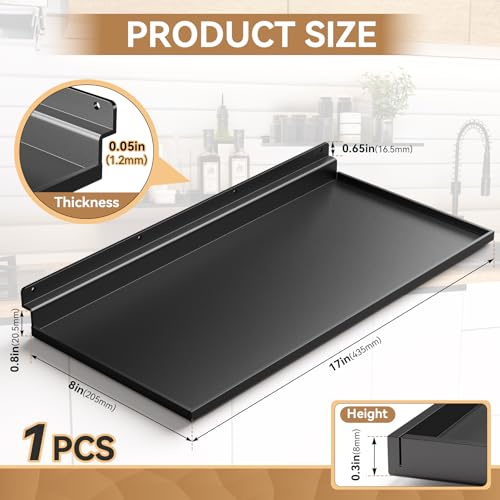 1 Pack Slatwall Shelves,17X8 Inch Large Slat Wall Shelves,Heavy Duty Slatwall Accessories,Black Metal Wall Shelve for Retail Display Shelves,Garage Organize,Home Storage - color: Black- 1 Set