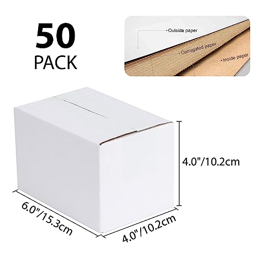Calenzana 6x4x4 Shipping Boxes Set of 50, White Corrugated Cardboard Box for Mailing Packing Gifts Small Business - size: 6x4x4, style: 50 Pack