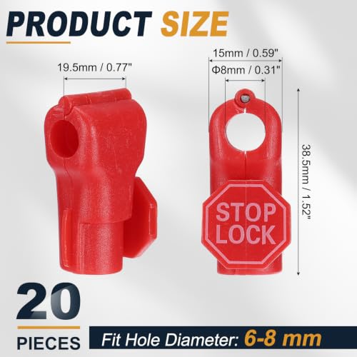 uxcell Pegboard Hook Stop Locks, 8mm Red Display Hook Locks 20Pcs - color: Red, size: 8mm