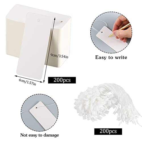 200 Pcs White Gift Tags with String Large Price Tags with White Hang Tag - color: White