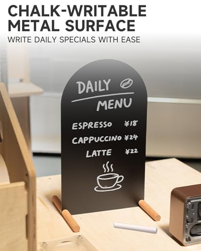 Tabletop Menu Display Stand with Writable Board and Magnetic Holders - size: A5 Vertical (12.2 × 6.7 in)