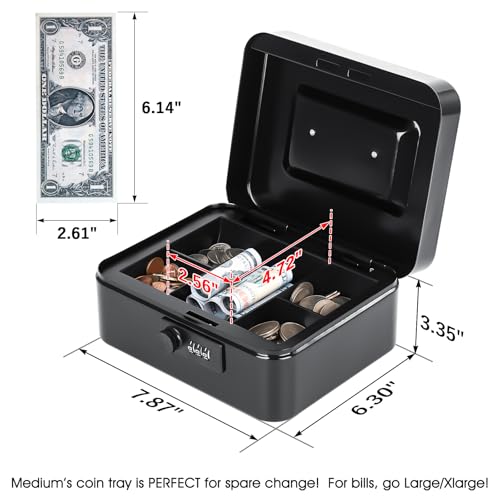 KYODOLED Small Metal Combination Lock Box for Cash and Medication, 4 Pack - color: Black (Pack of 4), size: Medium