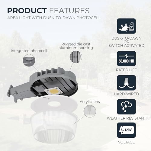 HALO ALB LED Area Light, 7000 Lumens, Dusk-to-Dawn, Gray - size: 7000 Lumens