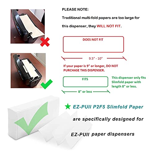 EZ-Pull Countertop SLIMFOLD Hand Towel Dispenser for Kitchen/Bathroom/Office/RV/Airbnb(Only Works with SLIMFOLD Paper), White 4600-EZ, EZbrnd 9" x 3.5" x 6" - color: White