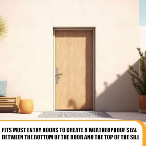 Pushglossy 2 Pcs Door Bottom Seal with Vinyl Fins Threshold Strip,Brown - color: Brown