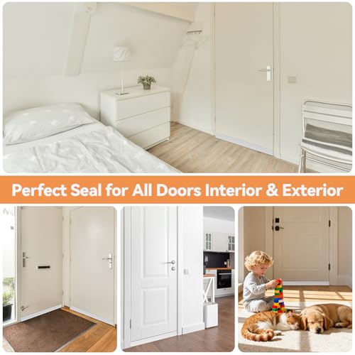Ohuhu 118" Silicone Door Draft Stopper, 1" Wide Adhesive Weather Stripping - color: White, size: 118"L x 2"W