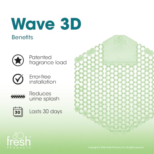 Fresh Products Wave 3D Urinal Screen Deodorizer, Herbal Mint, 10 packs