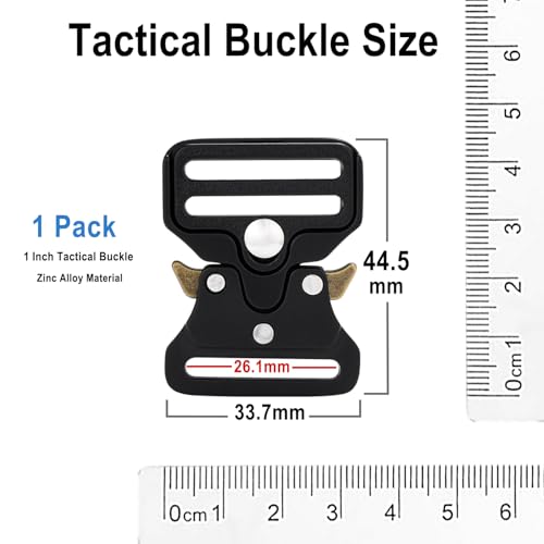 1 Inch Tactical Buckle for Paracord Bracelets, Metal Tactical Paracord Buckle Hardware for Tactical Vest, Dog Collar, Backpack Strap Clip Replacement Accessories - color: 02(1" Black Metal Buckle 1pcs)
