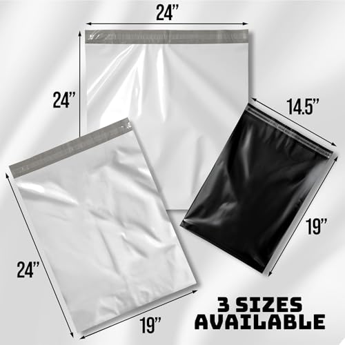 Poly Mailers 14.5x19 Inch 100 Pack - Waterproof Black Shipping Bags for Clothing & Packages, Strong Adhesive Sealing Mailing Envelopes for Small Business - size: 14.5x19" 100 Pack (Black)