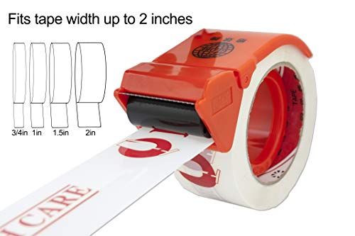 Handheld Easy Tape Dispenser - Side Load Lightweight Industrial Tape Cutter for up to 2" Inch Width Tape. Easy Grip Flow Simple Sealer for Office, Commercial Operation, Shipping, Carton Sealing