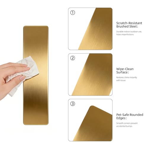 Stainless Steel Self-Adhesive Kick Plate-4"×16" 2 Pack - color: Brushed Gold, size: 4"x16"
