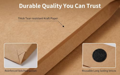 10 Pack Large Kraft Manilla Envelopes, 9.3" x 13" Big Envelopes for Documents, Expandable Hook-and-Loop Closure, Tear-Resistant Mailing Envelopes for Office, Business, File Storage