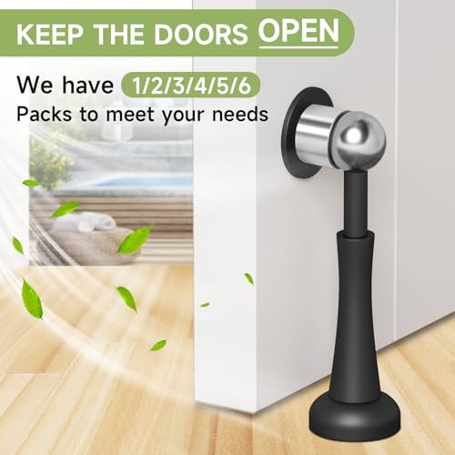 5PCS Magnetic Door Stop, 3.94Inch Spring Door Stoppers for Wall - color: Black