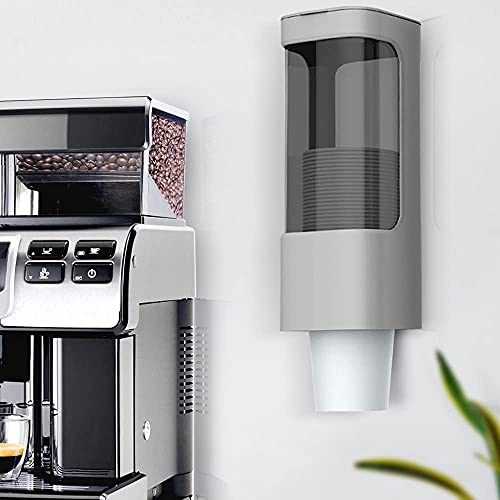 Cup Dispenser, Wall Mount Water Cooler Cups Holder Fit 3-5oz Cup - color: Gray