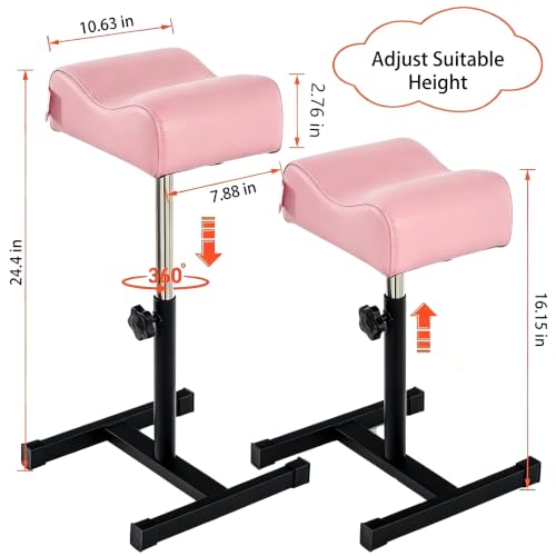 Pedicure Manicure Footrest & Pedicure Stand, Manicure Nail Care Tool, Height Adjustable with Soft Cushion, Non-Slip for Salon, Spa, Home Use, Pink - color: Black & Pink