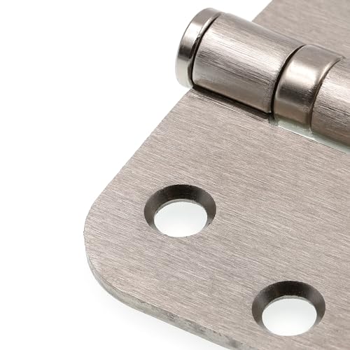 Prime-Line U 1157353 Door Hinge Commercial Smooth Pivot 2 Ball Bearing, 4 in. x 4 in. w/Unilateral Square & 5/8 in. Radius Corners, 4 Holes per Leaf w/Screws, Satin Nickel, .130 Gauge (3 Pack) - color: Satin Nickel