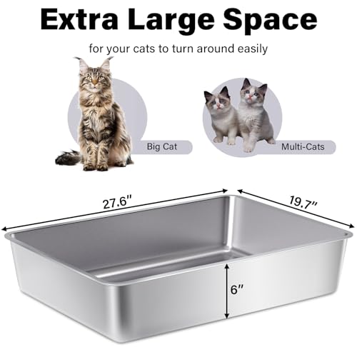 XXXL Stainless Steel Cat Litter Box -Extra Large Metal Litter Box - color: XXXL - 28" x 20" x 6"