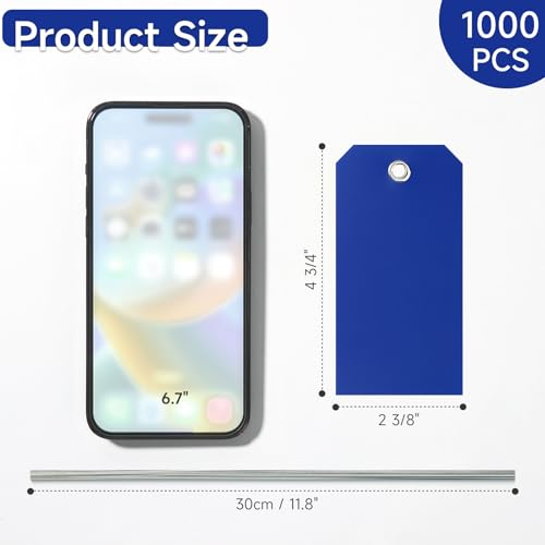 1000 Pieces Plastic Shipping Tags with Wire Labeling Tags Waterproof Hang Tags with Reinforcement Hole Writable Luggage tag Loops for Equipment Inventory Parts Garage (Colorful, 4 3/4" x 2 3/8") - color: Colorful