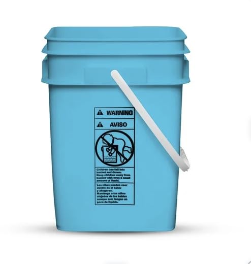 House Naturals 4 Gallon Square Food Grade Bucket Pail with Plastic Handles and Lid (Pack of 3) Made in USA containers (Aqua - Black lids) - color: Aqua - Black Lids