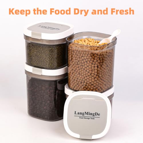 LANGMINGDE 4PCS Coffee Storage Containers, BPA Free Plastic Kitchen Canisters Set for Ground Coffee, Spices, Herbs, Candy, Snacks, FA-G310074 - color: (Transparent Gray)2x1300ml+2x800ml≈ 2x32oz+2x20oz