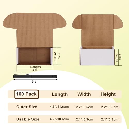 WIFTREY 100 Pack 4.6x2.2x2.2 Small Shipping Boxes for Packing Small Business, White Corrugated Cardboard mailing Box for Shipping - color: White, size: 4.6x2.2x2.2 - 100 Pack
